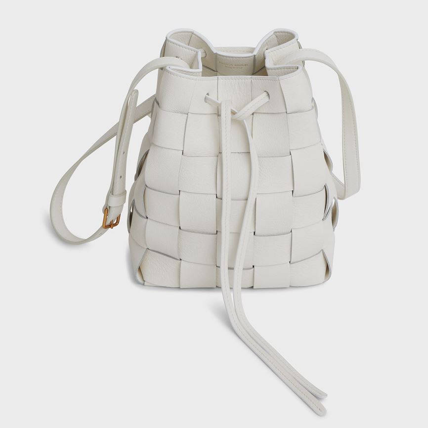 Women's Mansur Gavriel Upcycled Woven Mini Bucket Bags White | AU 8214VZ